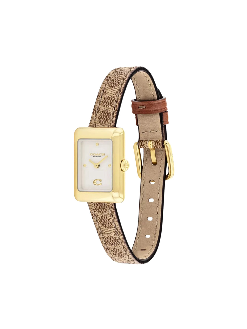 gambar-samping-Coach-Mara-White-Dial-Canvas-Strap-Watch-Brown