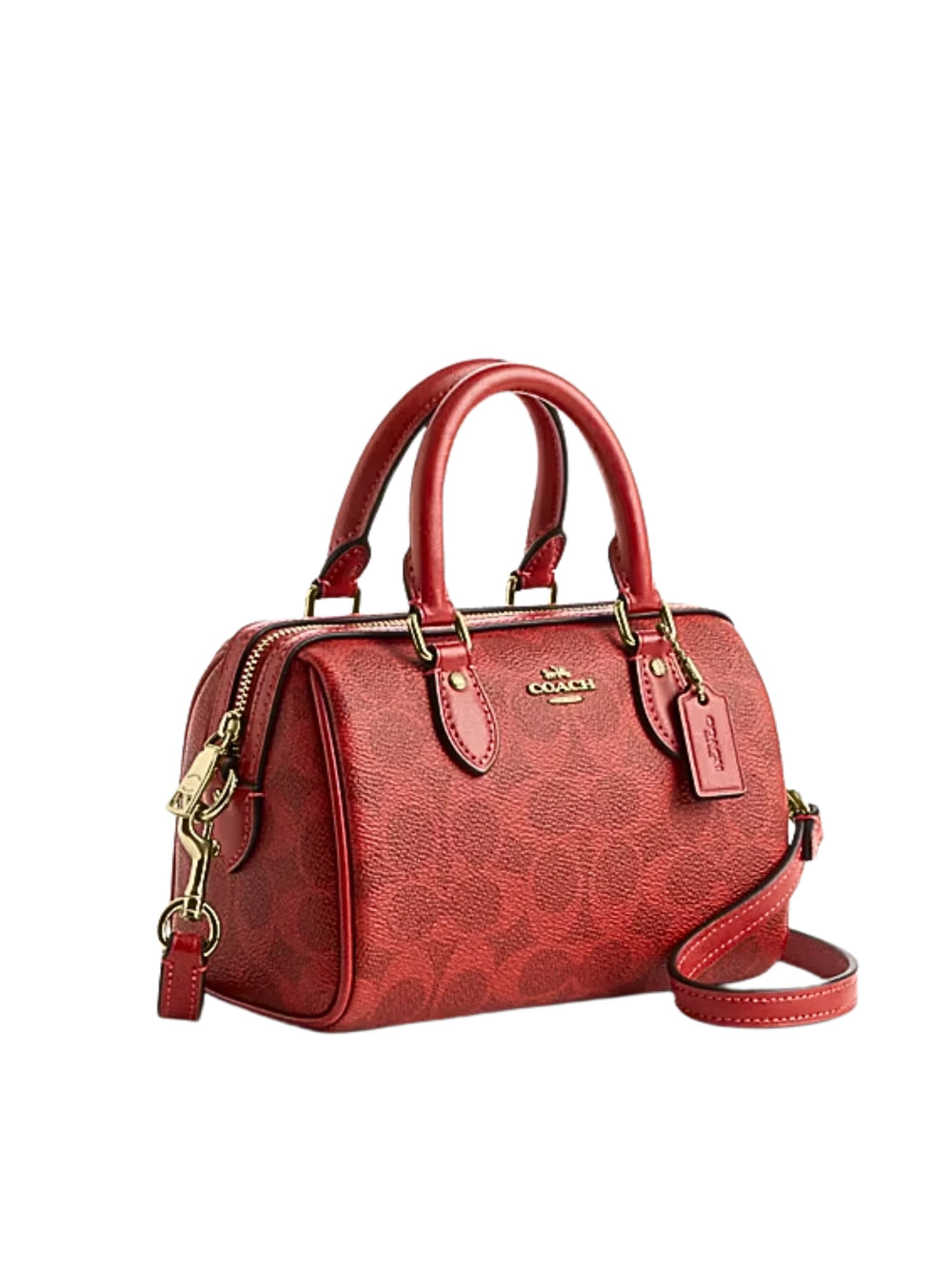 gambar-samping-Coach-Mini-Rowan-Crossbody-Bag-In-Signature-Canvas-Crimson