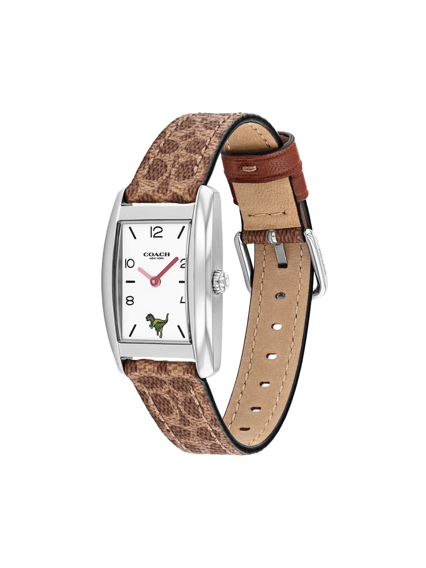 gambar-samping-Coach-Reese-Quartz-Watch-24mm-Khaki-With-Interchangeable-Pink-Striped-Leather-Strap