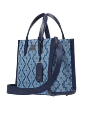 Kate Spade Flower Jacquard Denim Manhattan Small Tote Parisian Navy