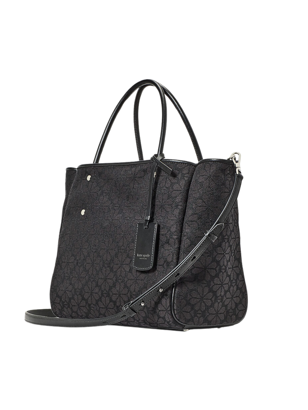 gambar-samping-Kate-Spade-Flower-Jacquard-Medium-Everything-Tote-Bag-Black