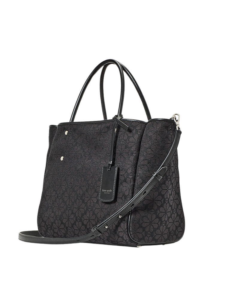 gambar-samping-Kate-Spade-Flower-Jacquard-Medium-Everything-Tote-Bag-Black