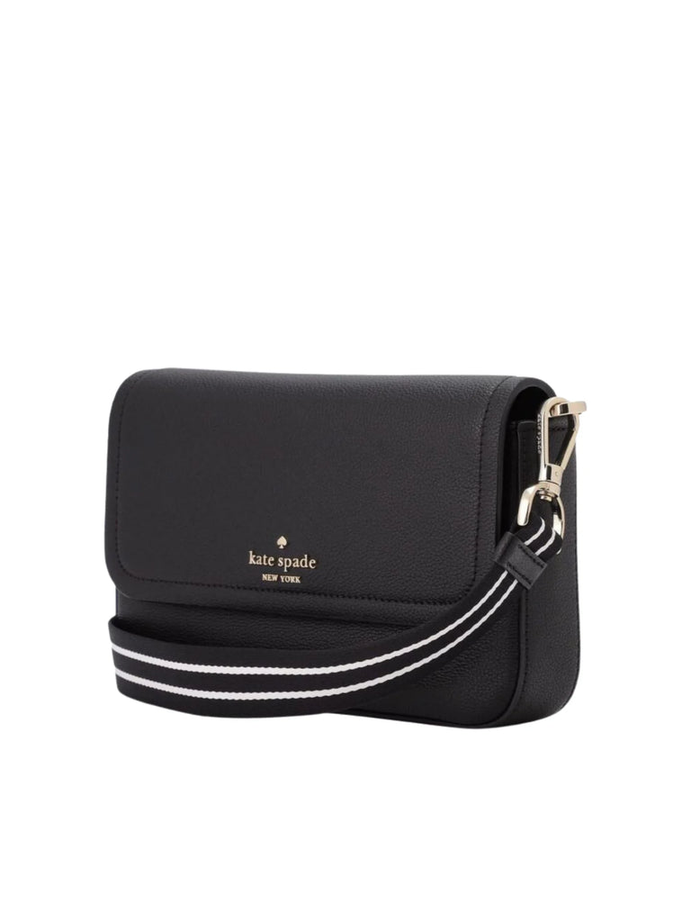 Kate Spade Rosie Small Flap Leather Crossbody Bag Black Balilene