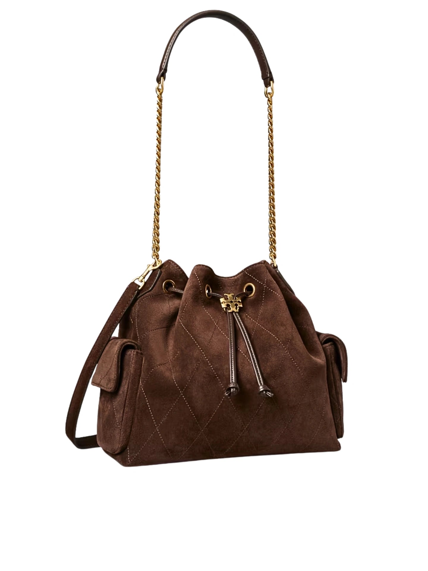gambar-samping-Tory-Burch-Charlie-Suede-Drawstring-Shoulder-Bag-Dark-Cocoa