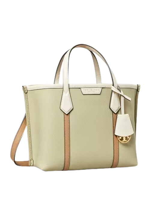 Tory Burch Perry Colorblock Triple Compartment Small Tote Bag Olive Sprig