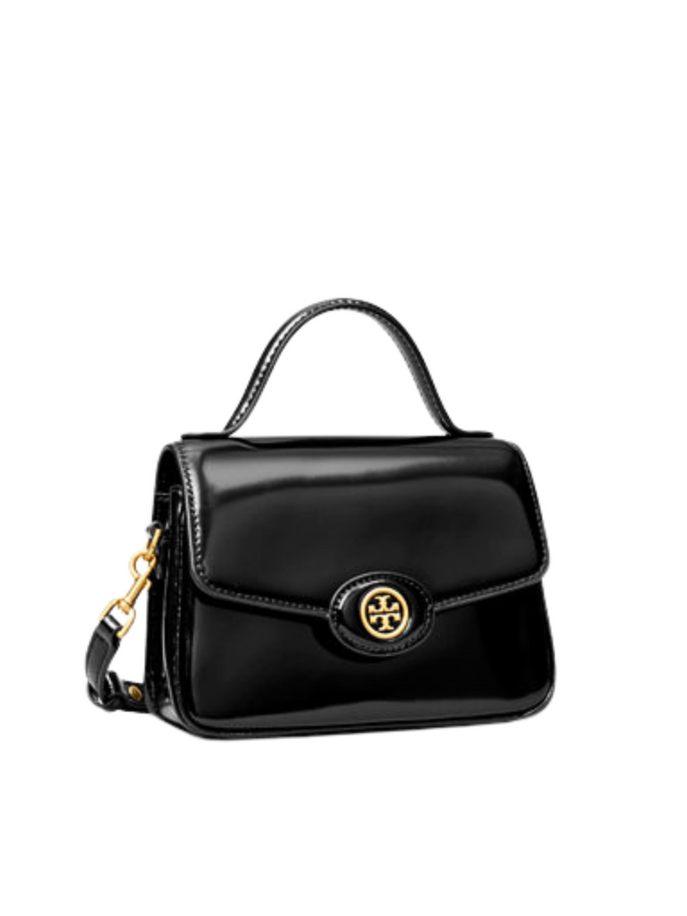 gambar-samping-Tory-Burch-Robinson-Spazzolato-Small-Top-Handle-Bag-Black