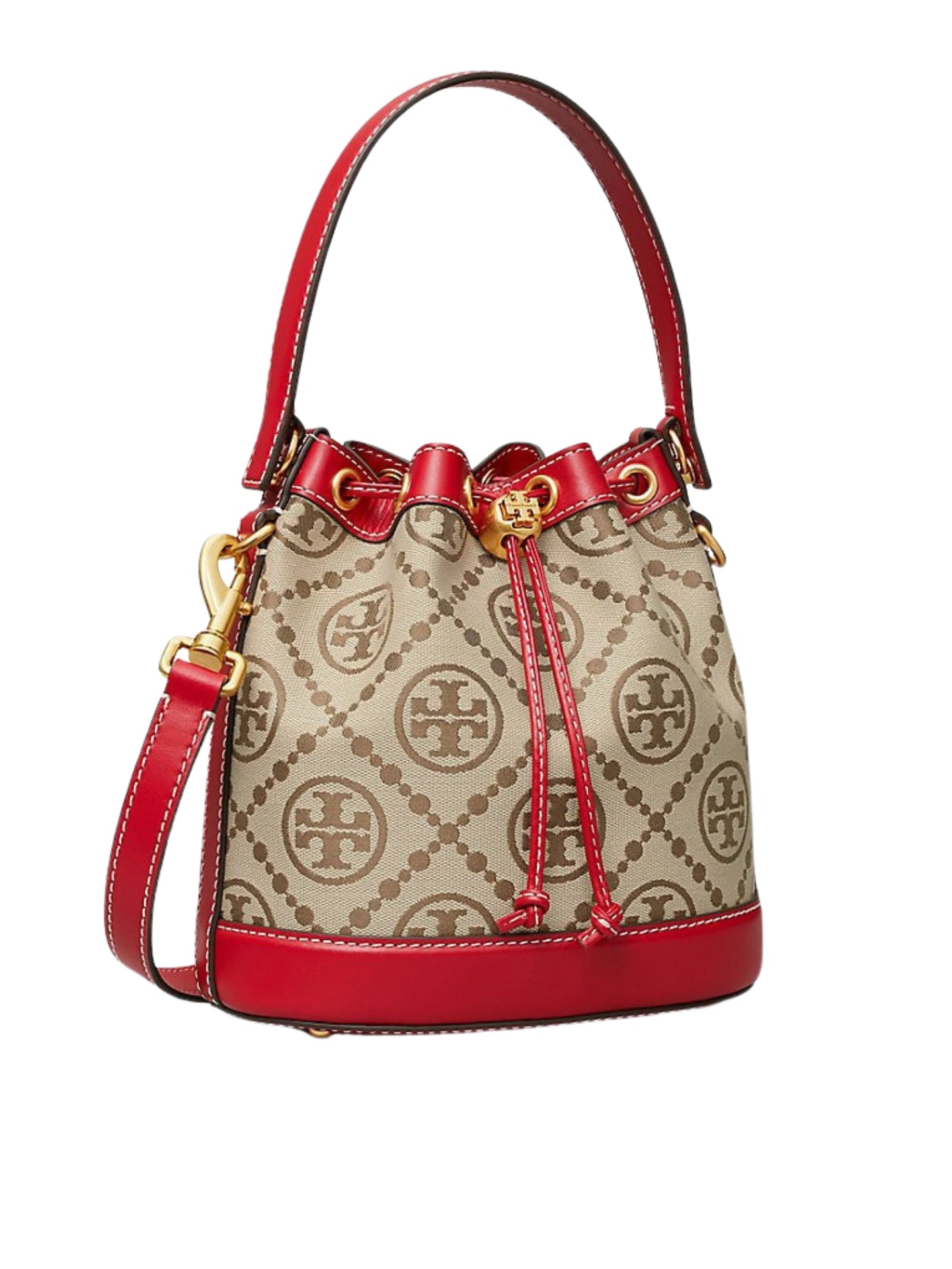 gambar-samping-Tory-Burch-T-Monogram-Jacquard-Bucket-Bag-Hazelnut-Tory-Red