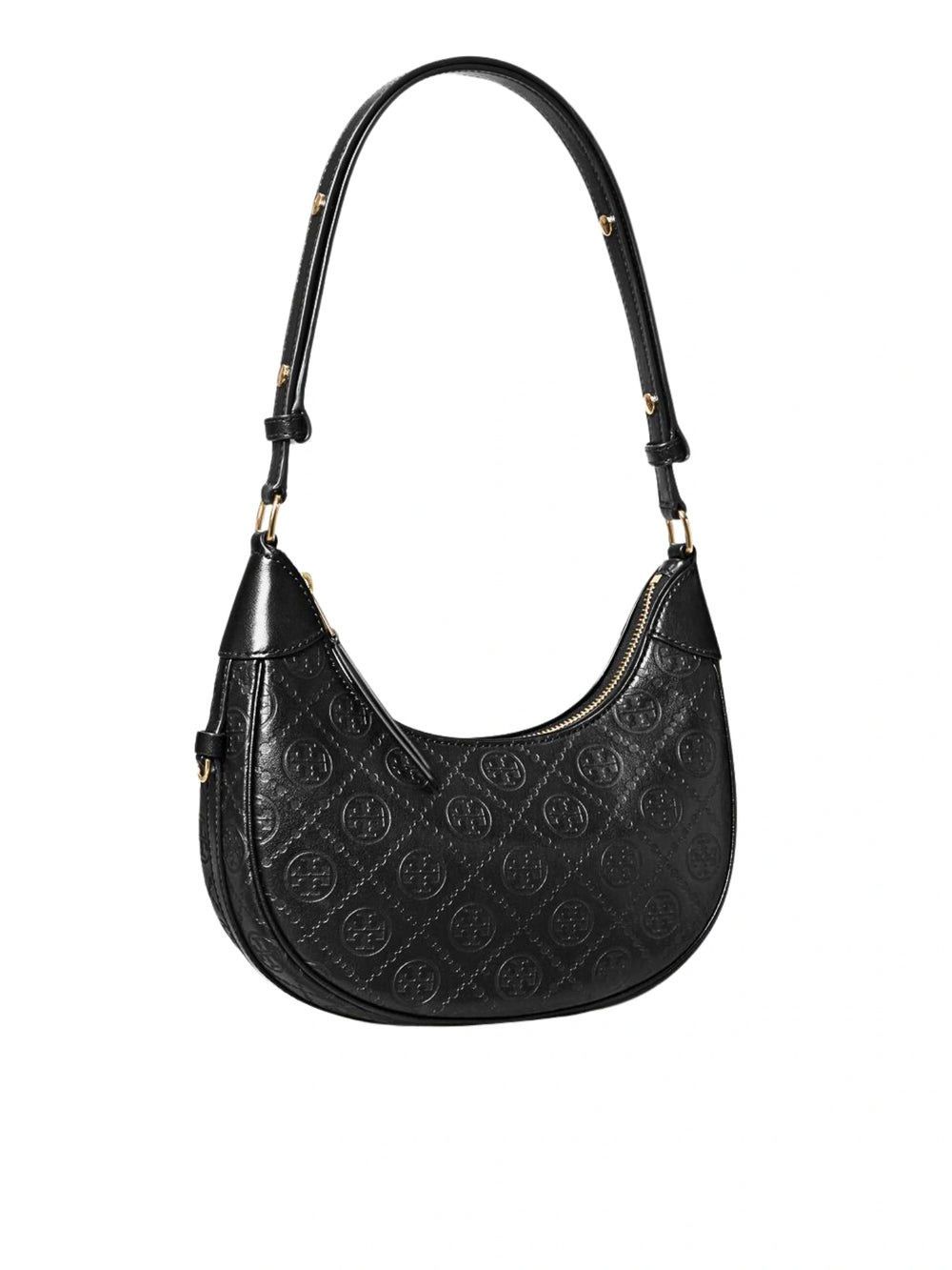 gambar-samping-Tory-Burch-T-Monogram-Leather-Crescent-Bag-Black