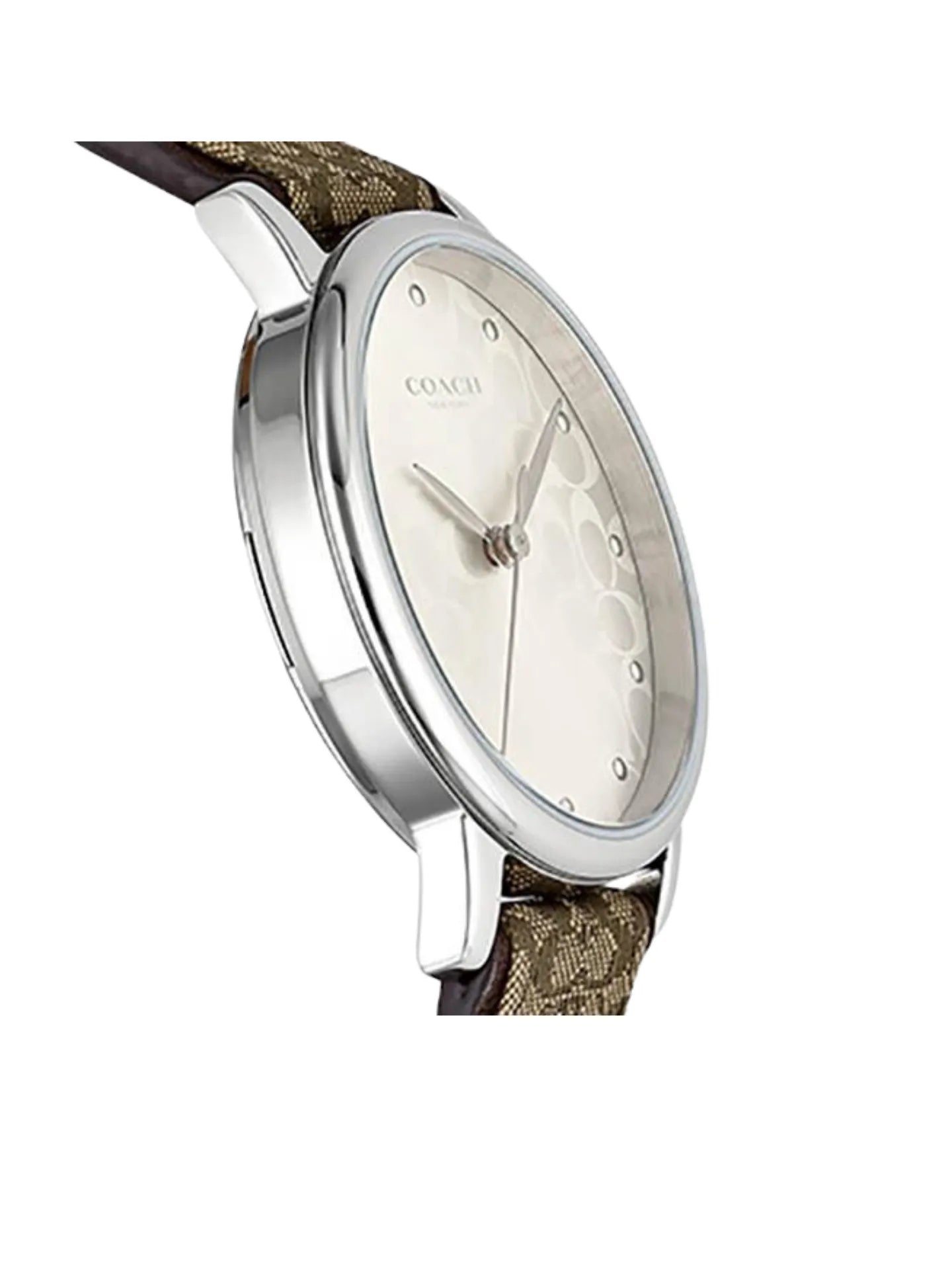 gambar-samping-dial-Coach-Grand-Silver-Dial-Watch-Signature-Brown-Strap