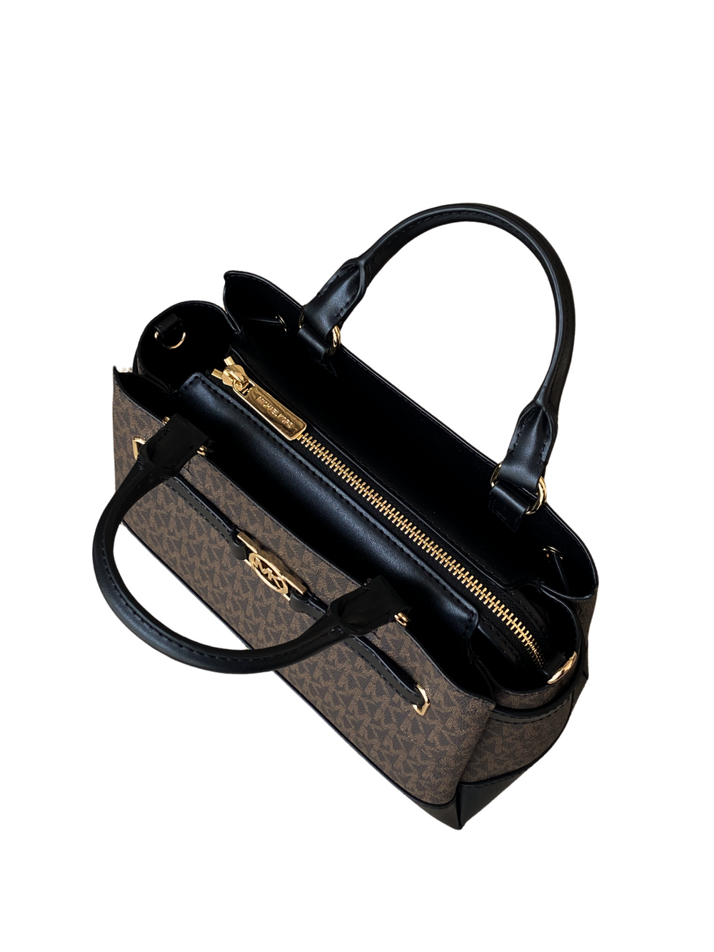 gambar-zip-Michael-35S3G6RS1B-Kors-Reed-Small-Belted-Logo-Satchel-Brown-Black