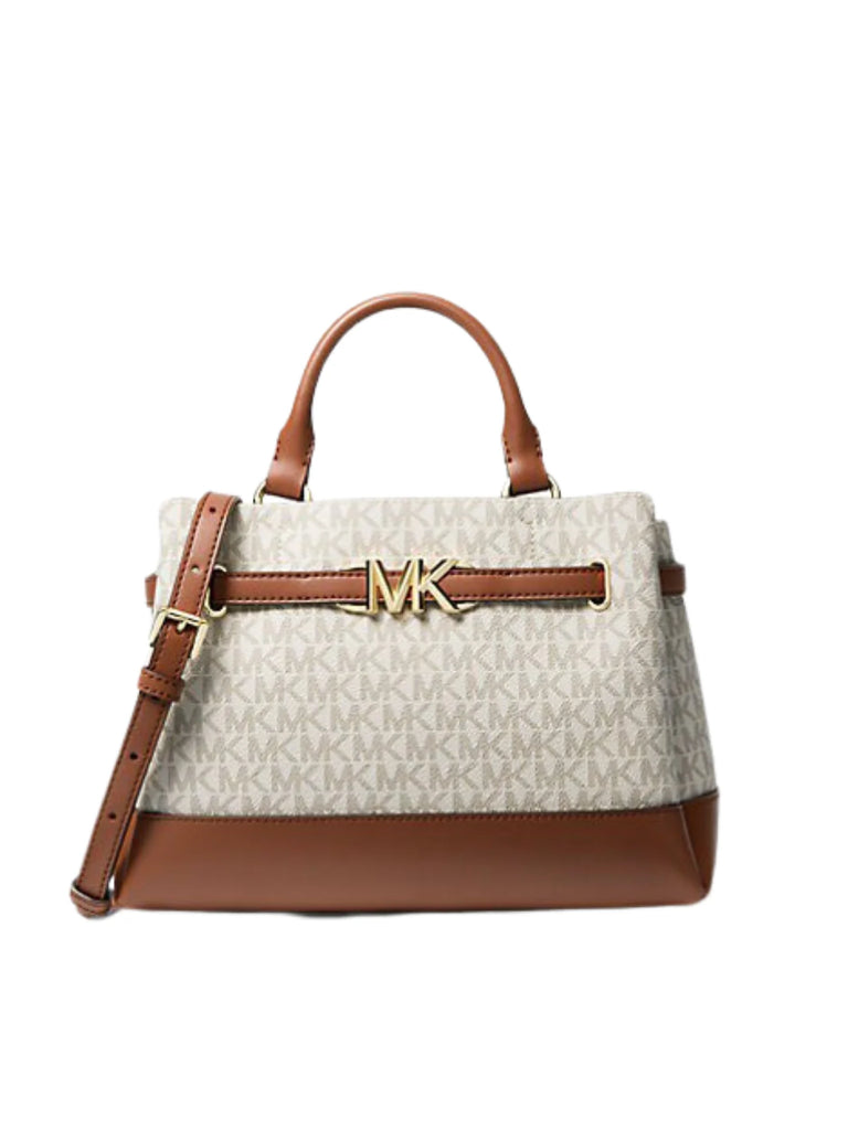 Michael Kors Reed Small Belted Logo Satchel Vanilla Balilene