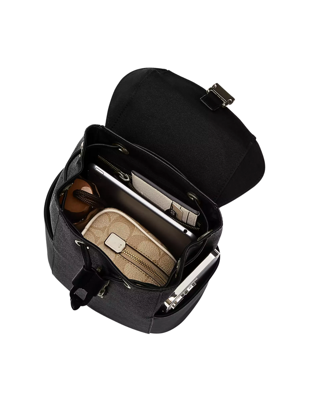 isi-dalam-Coach-Racer-Pack-Leather-Black