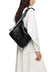 BYL Medium Black Leather Paper Bag