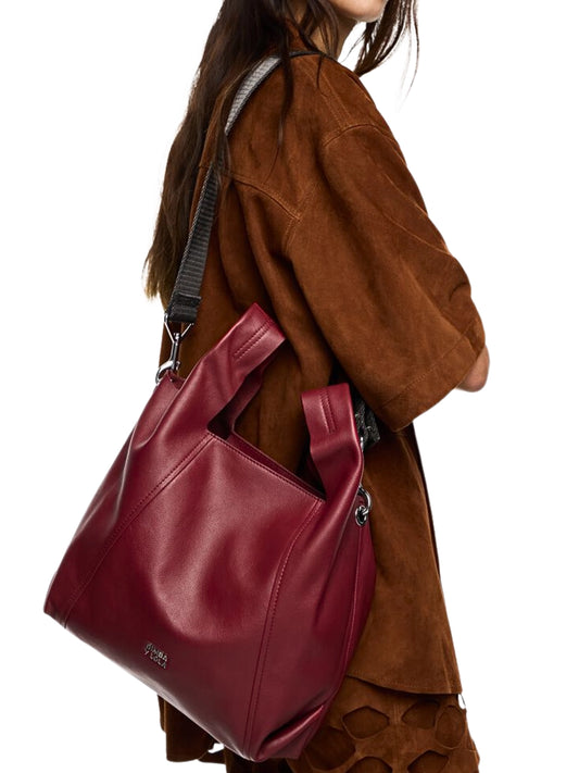 on-model-1-BYL-Medium-Red-Leather-Paper-Bag