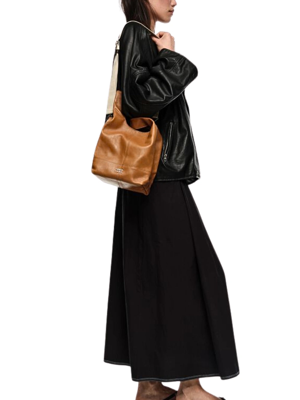 on-model-1-BYL-Medium-Toffee-Leather-Paper-Bag-261BBAJ2M-10603