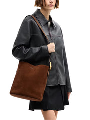 on-model-1-Coach-Bleecker-Suede-Bucket-Bag-Warm-Brown