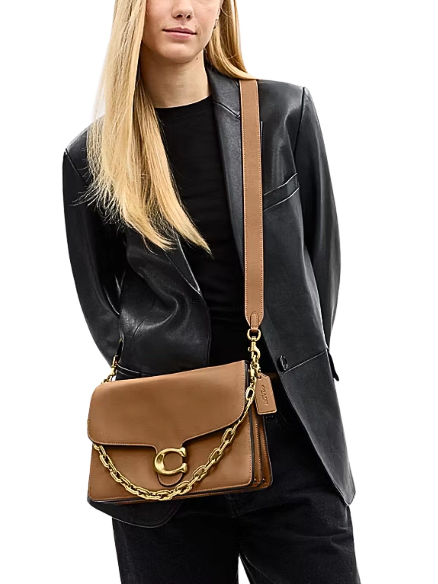 on-model-1-Coach-Chain-Tabby-Shoulder-Bag-30-Honey-Brown