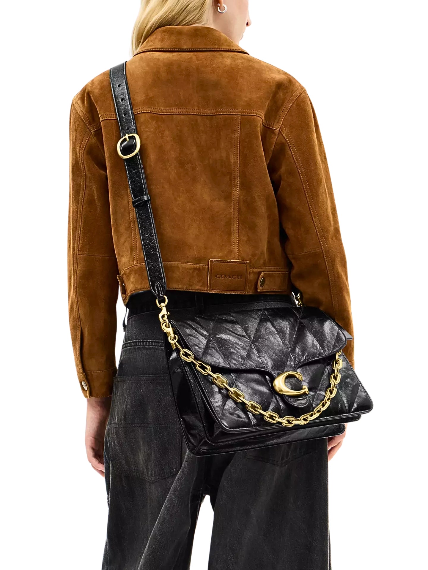 on-model-1-Coach-Chain-Tabby-Shoulder-Bag-35-With-Quilting-Black