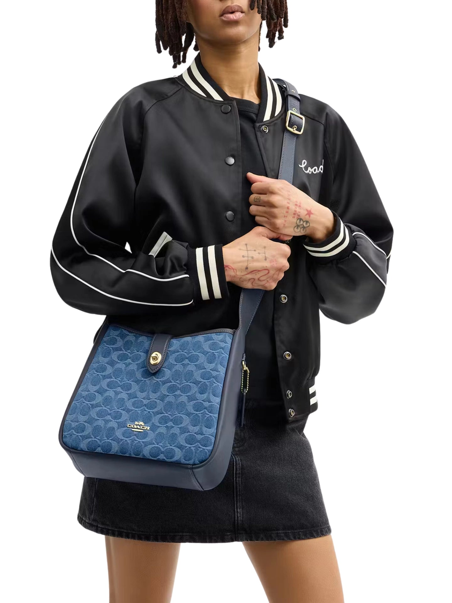 on-model-1-Coach-Hadley-Convertible-Crossbody-Bag-In-Signature-Denim-Indigo