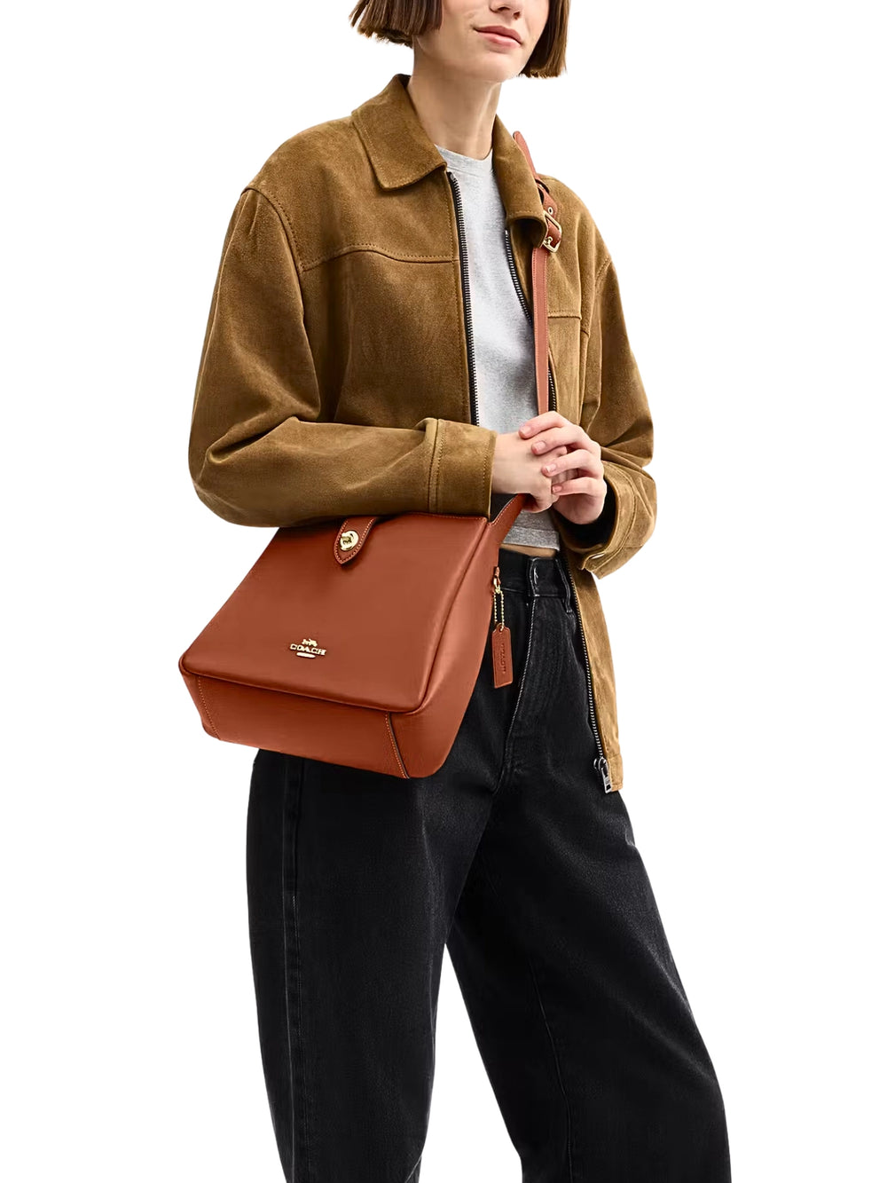 on-model-1-Coach-Hadley-Convertible-Crossbody-Bag-Tan