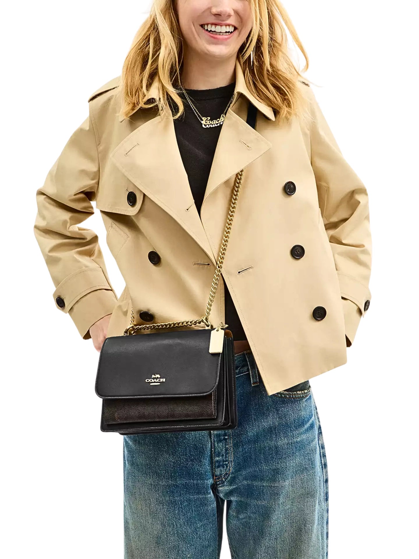on-model-1-Coach-Klare-Crossbody-Bag-In-Signature-Canvas-Walnut-Black