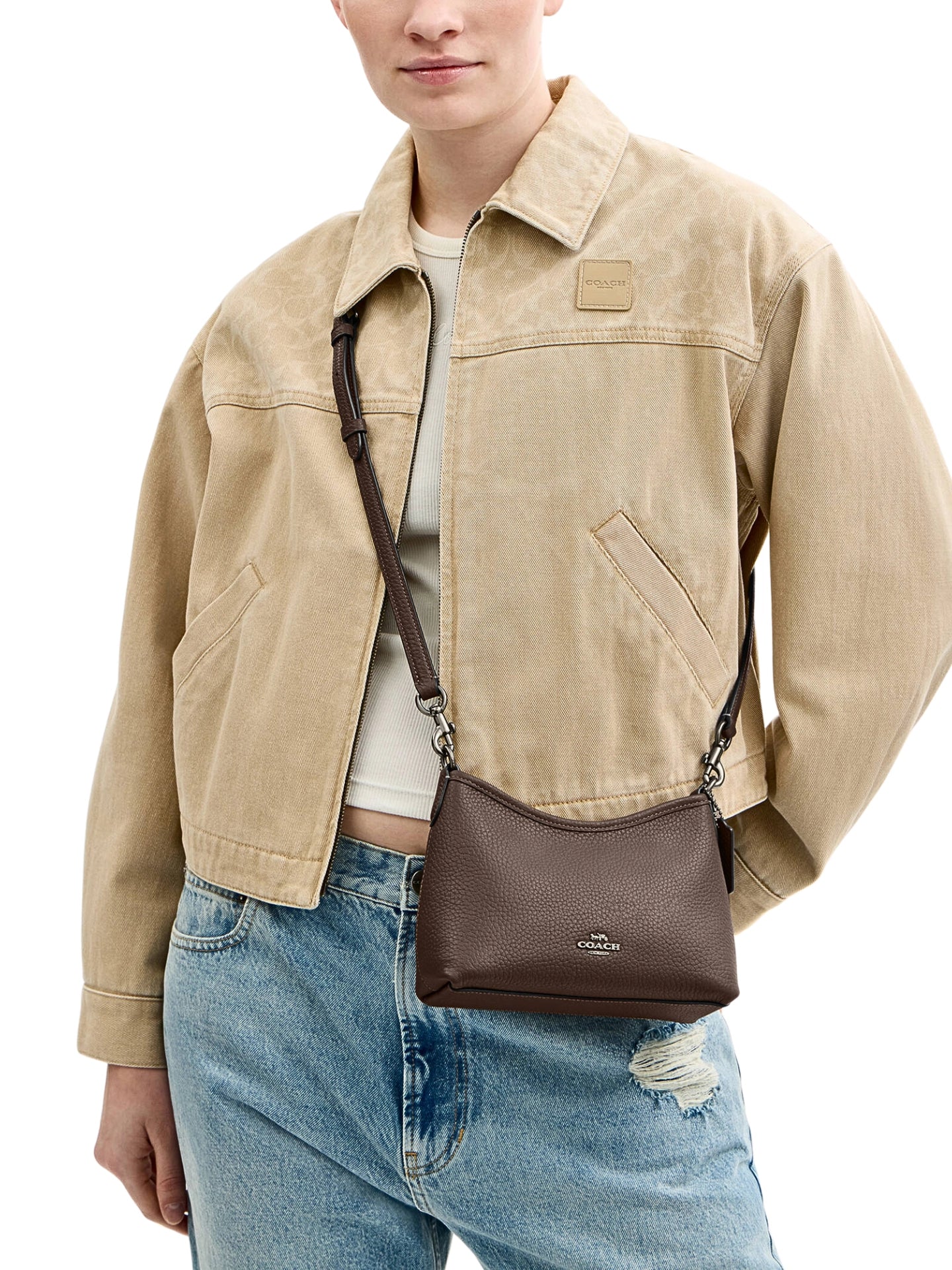 on-model-1-Coach-Laurel-Small-Shoulder-Bag-Dark-Stone