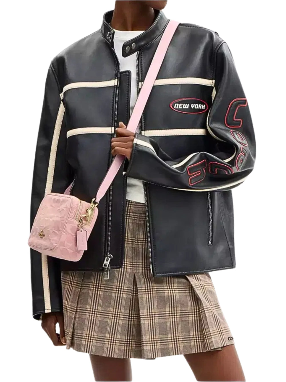 on-model-1-Coach-Mini-Carey-Crossbody-Bag-In-Signature-Denim-Light-Pink