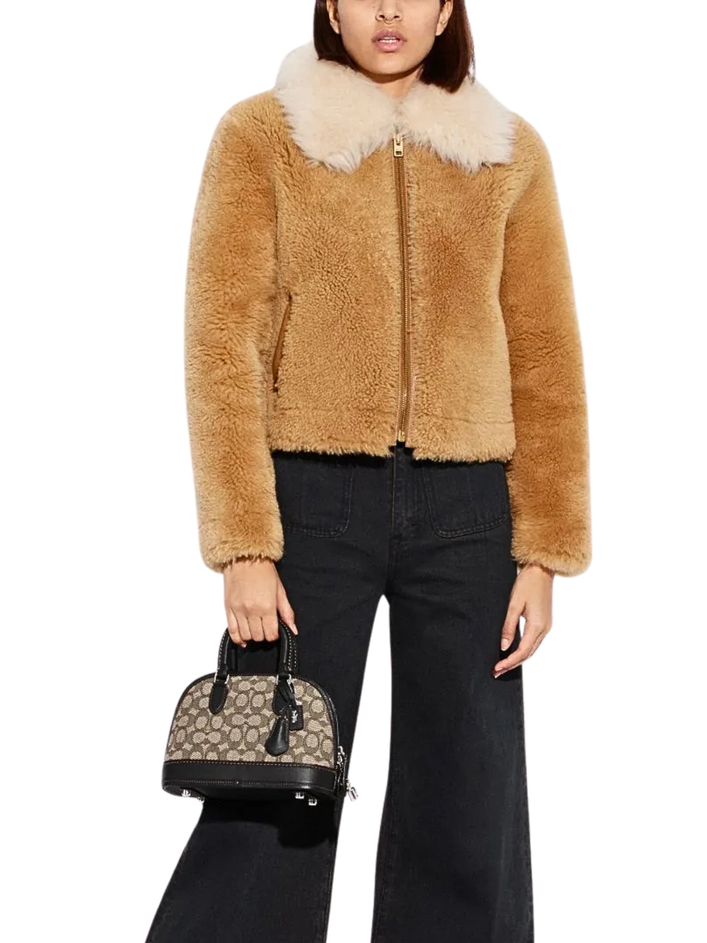 on-model-1-Coach-Ravel-Bag-24-In-Signature-Textile-Jacquard-Cocoa-Black