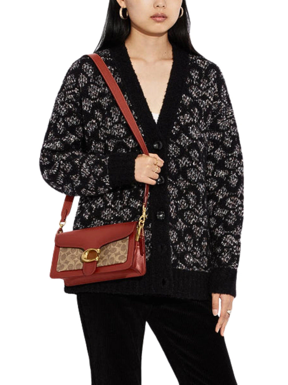 on-model-1-Coach-Tabby-Shoulder-Bag-26-In-Signature-Canvas-Tan-Rust