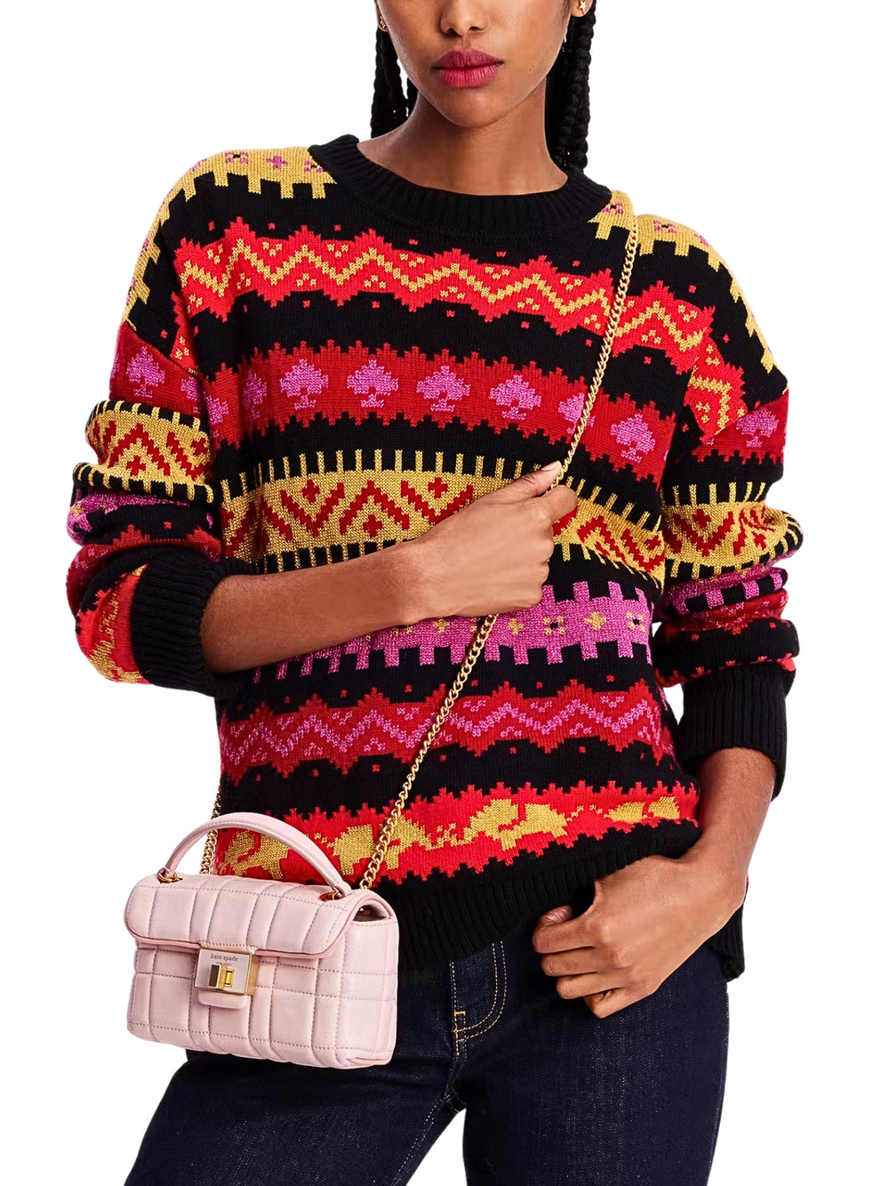 on-model-1-Kate-Spade-Evelyn-Quilted-Small-Shoulder-Crossbody-Bag-Pink-Dune