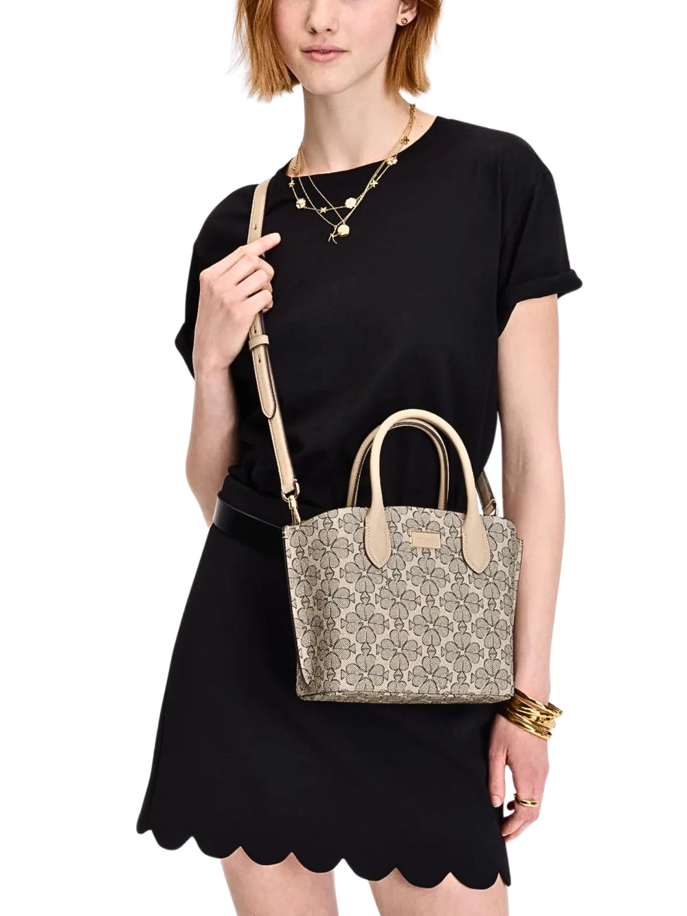 on-model-1-Kate-Spade-Suite-Spade-Flower-Coated-Canvas-Crossbody-Tote-Neutral-Multi