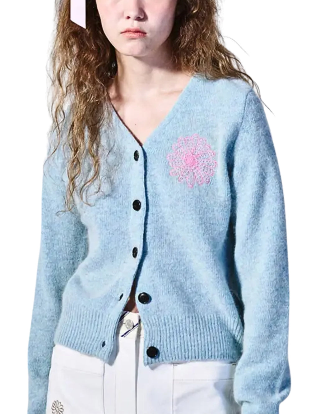 Mardi Mercredi Raccoon Blended Cardigan V Neck Mint Pink – Balilene