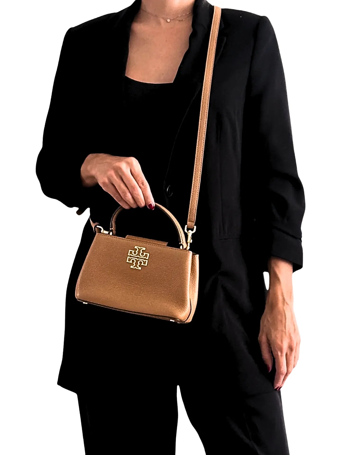 on-model-1-Tory-Burch-Britten-Micro-Satchel-Bag-Moose