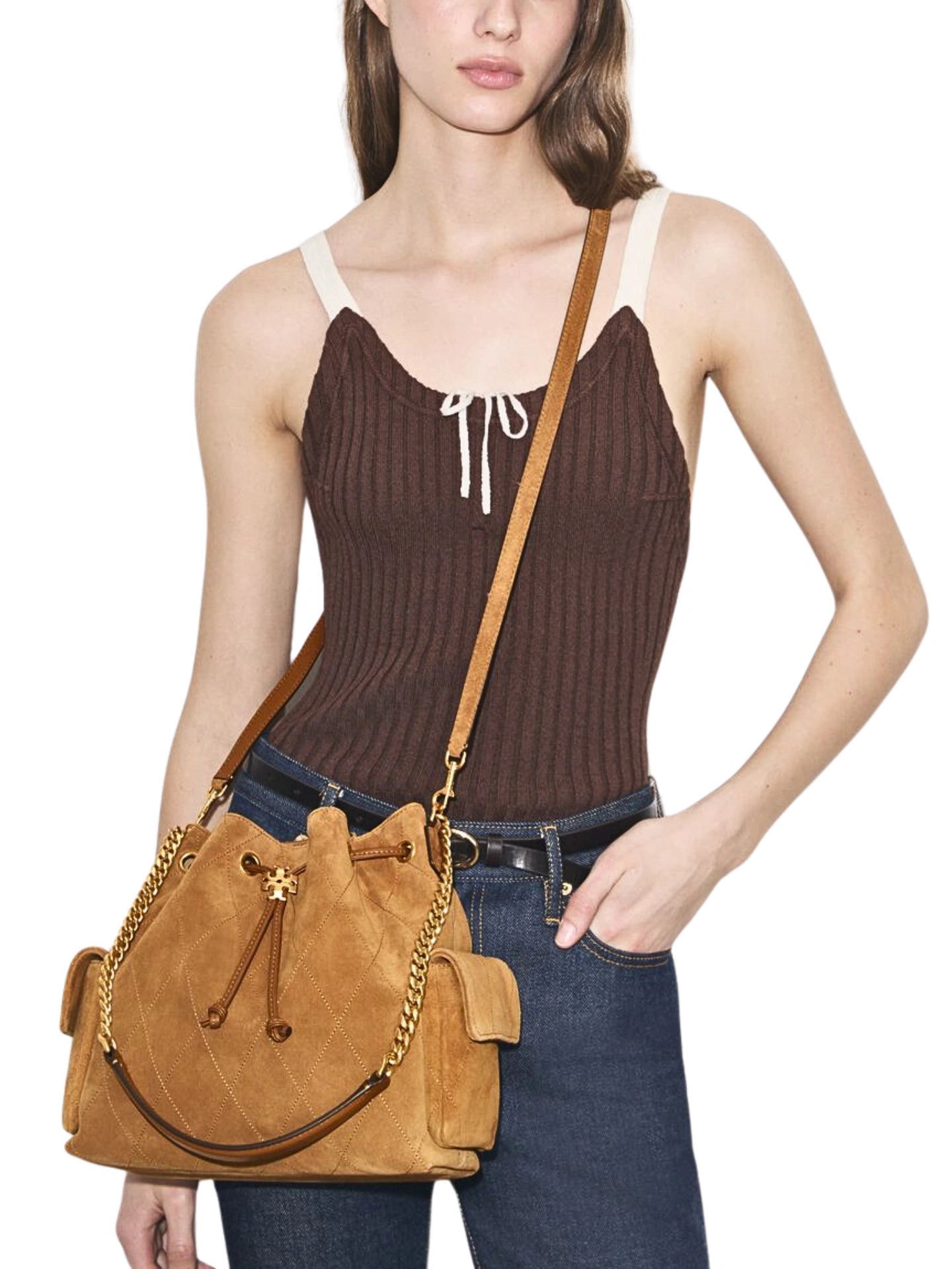 on-model-1-Tory-Burch-Charlie-Suede-Drawstring-Shoulder-Bag-Wild-Tabacco