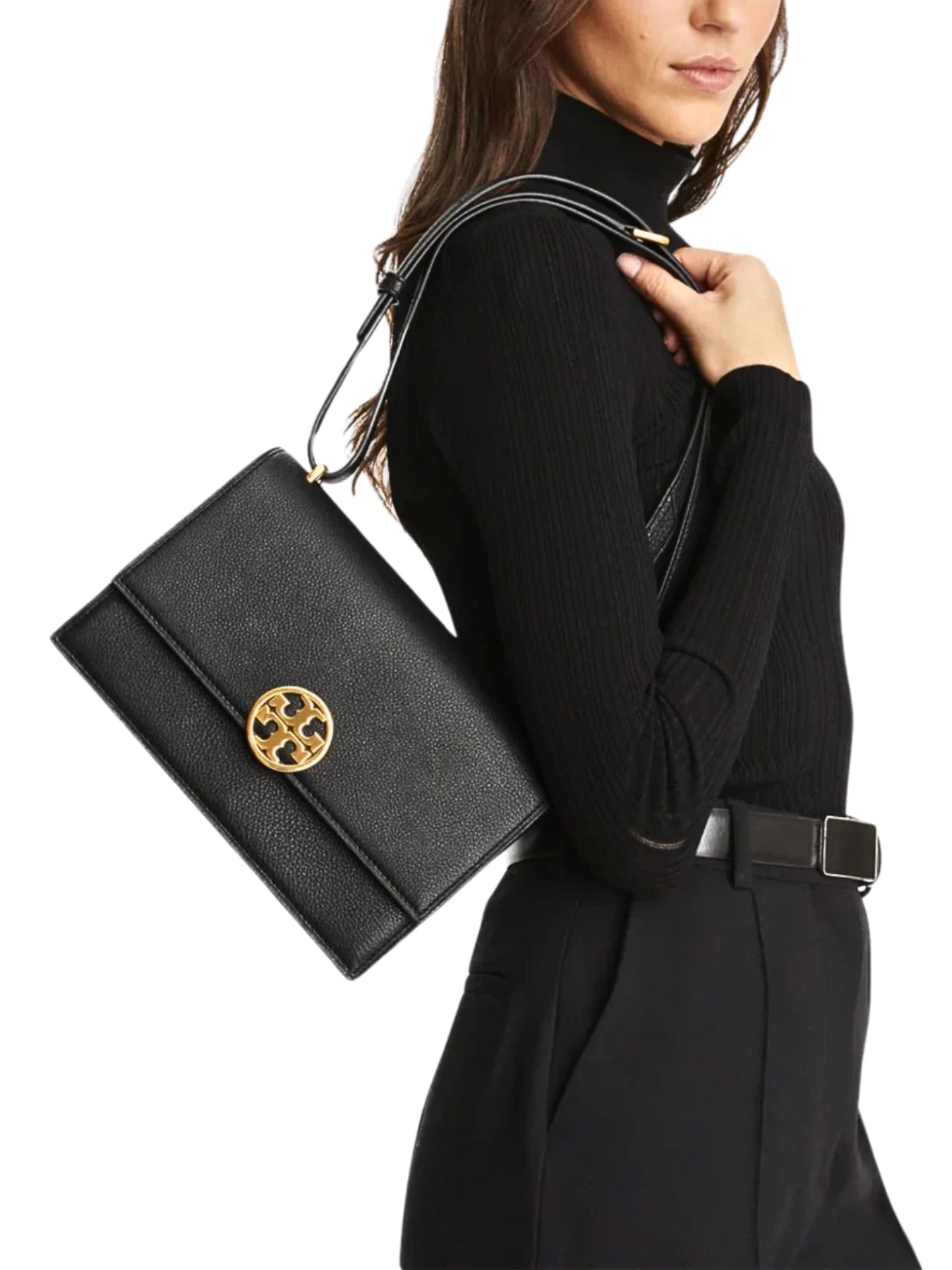 on-model-1-Tory-Burch-Miller-Shoulder-Bag-Black-balilene