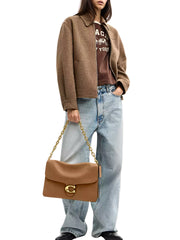 on-model-2-Coach-Chain-Tabby-Shoulder-Bag-35-Honey-Brown