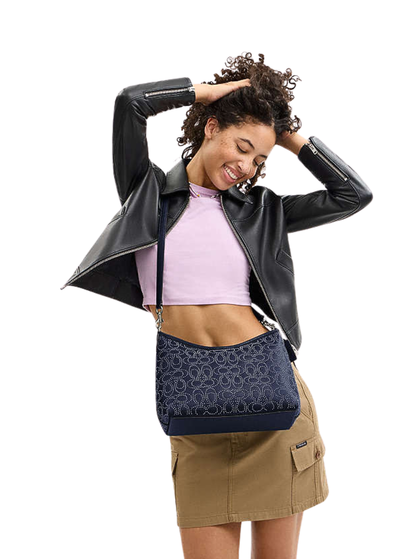 on-model-2-Coach-Laurel-Shoulder-Bag-With-Signature-Rivets-True-Navy