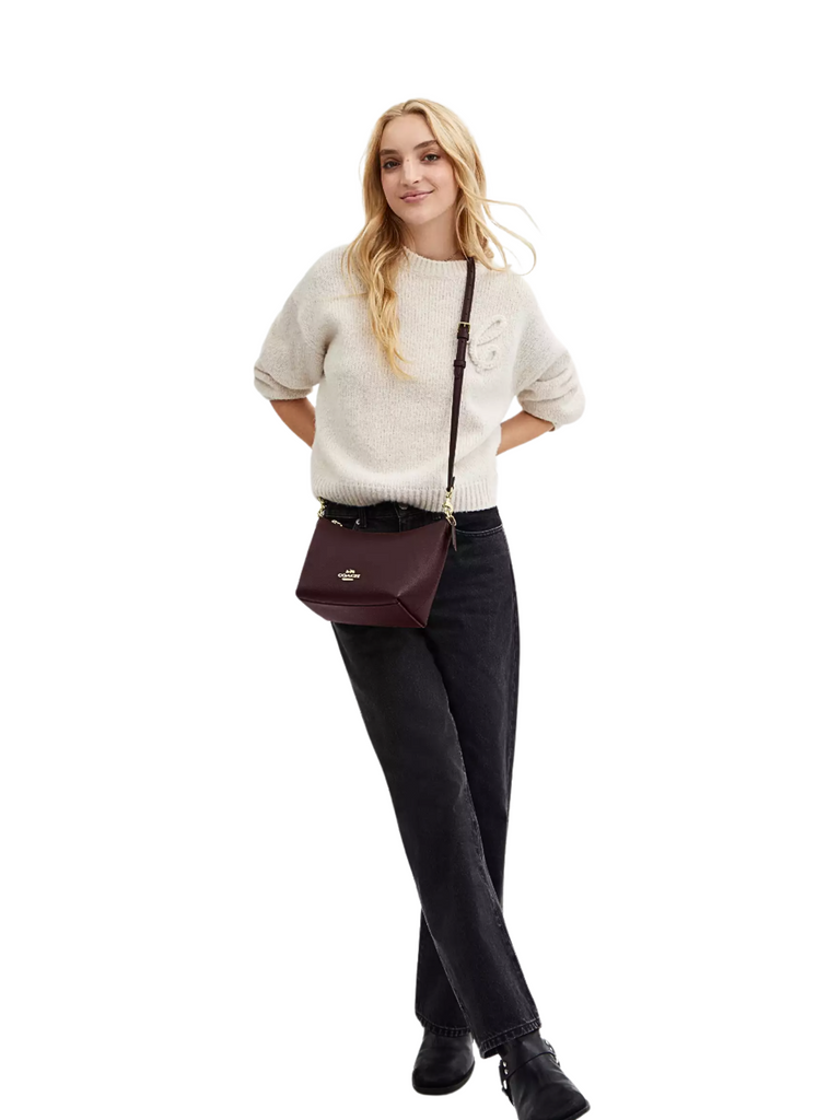 on-model-2-Coach-Zip-Shoulder-Bag-Crossgrain-Leather-Merlot