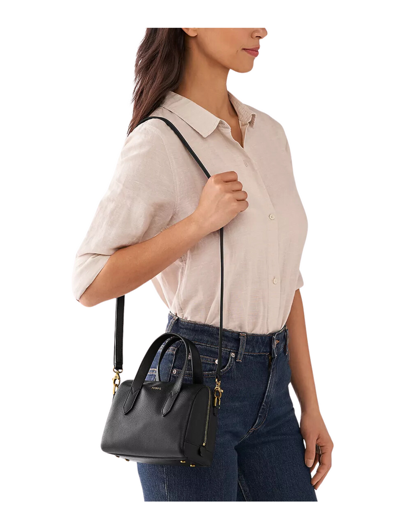 on-model-2-Fossil-Sydney-Mini-Satchel-Black
