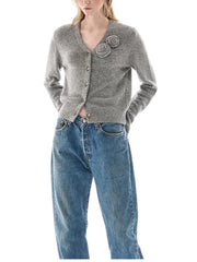 on-model-2-Mardi-Mercredi-Cashmere-Blended-Cardigan-V-Neck-Rose-Grey