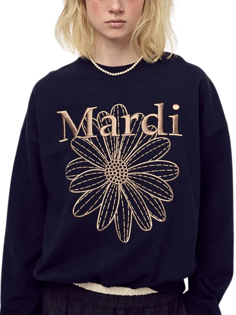 on-model-2-Mardi-Mercredi-Sweatshirt-Flowermardi-Needlework-Navy-Taupe