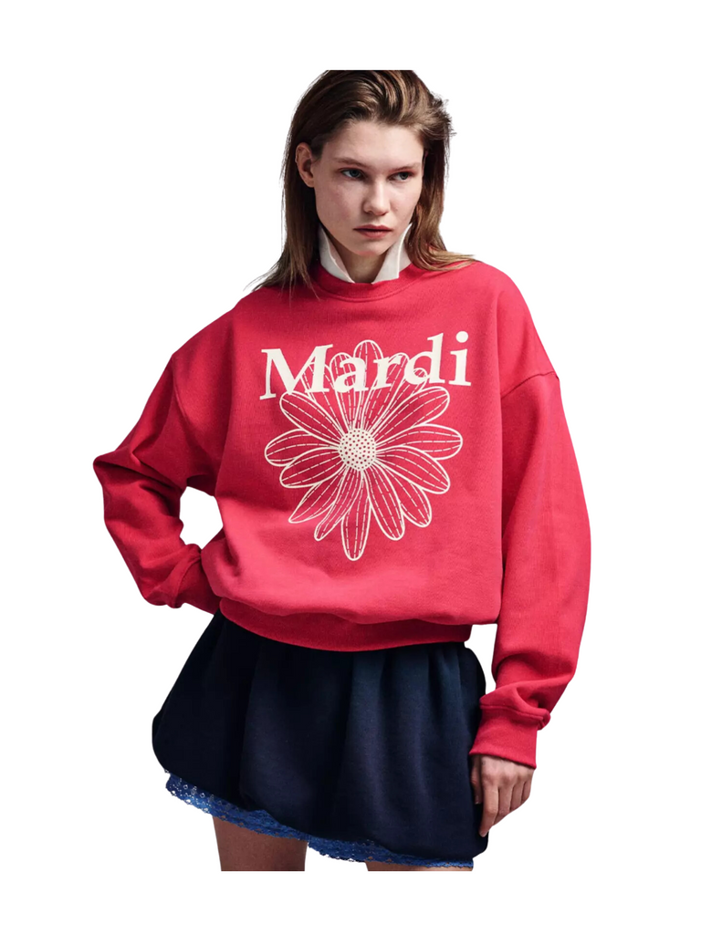 ●Mardi Mercredi●SWEATSHIRT + VOLUME MINI SET UP_BROWN Mardi Mercredi Sweatshirt Flowermardi Needlework Brown Cream