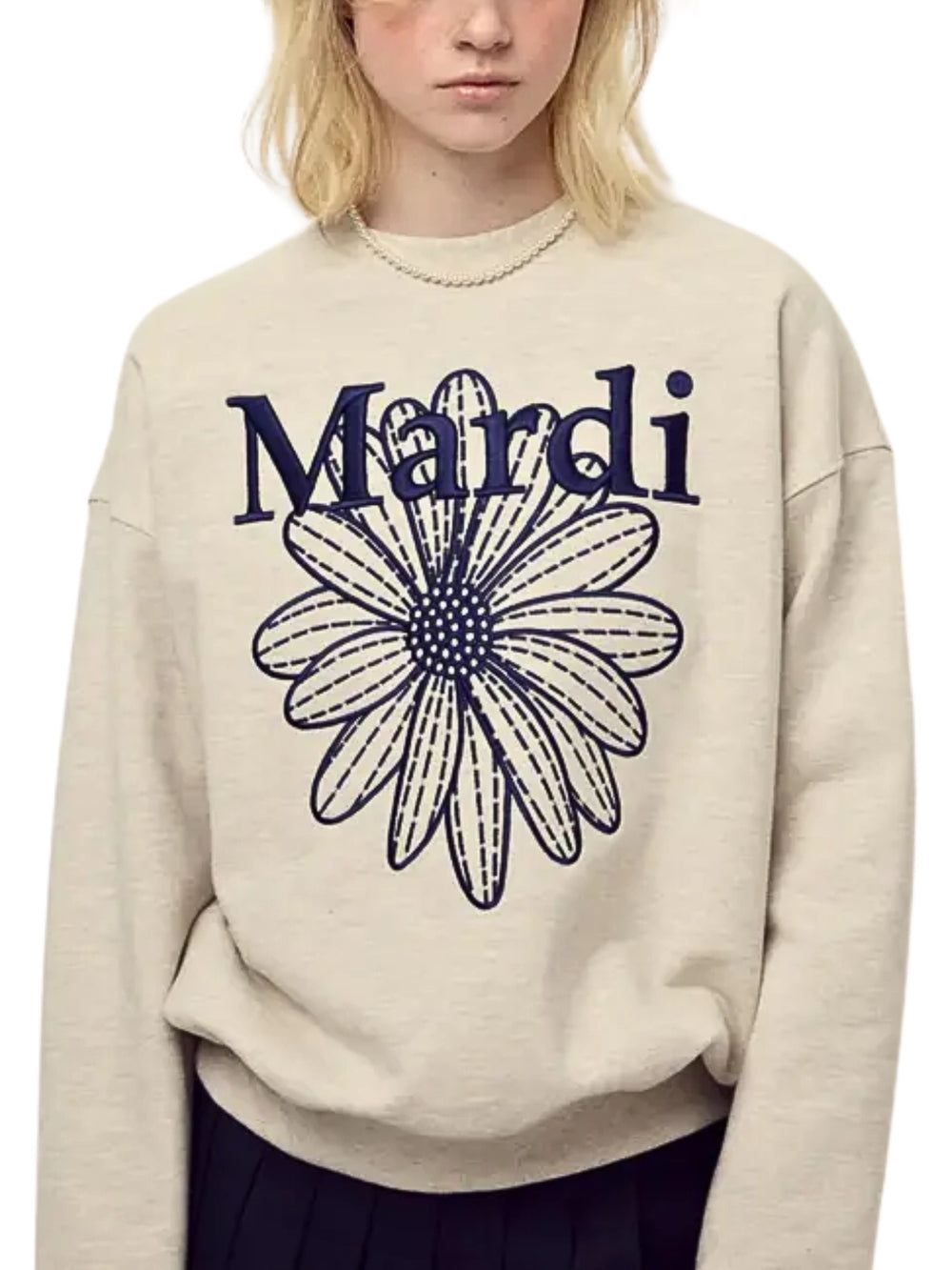 Mardi Mercrediマルディ SWEATSHIRT NAVY CREAM Mardi Mercredi Sweatshirt Flowermardi Blossom Navy White – Balilene