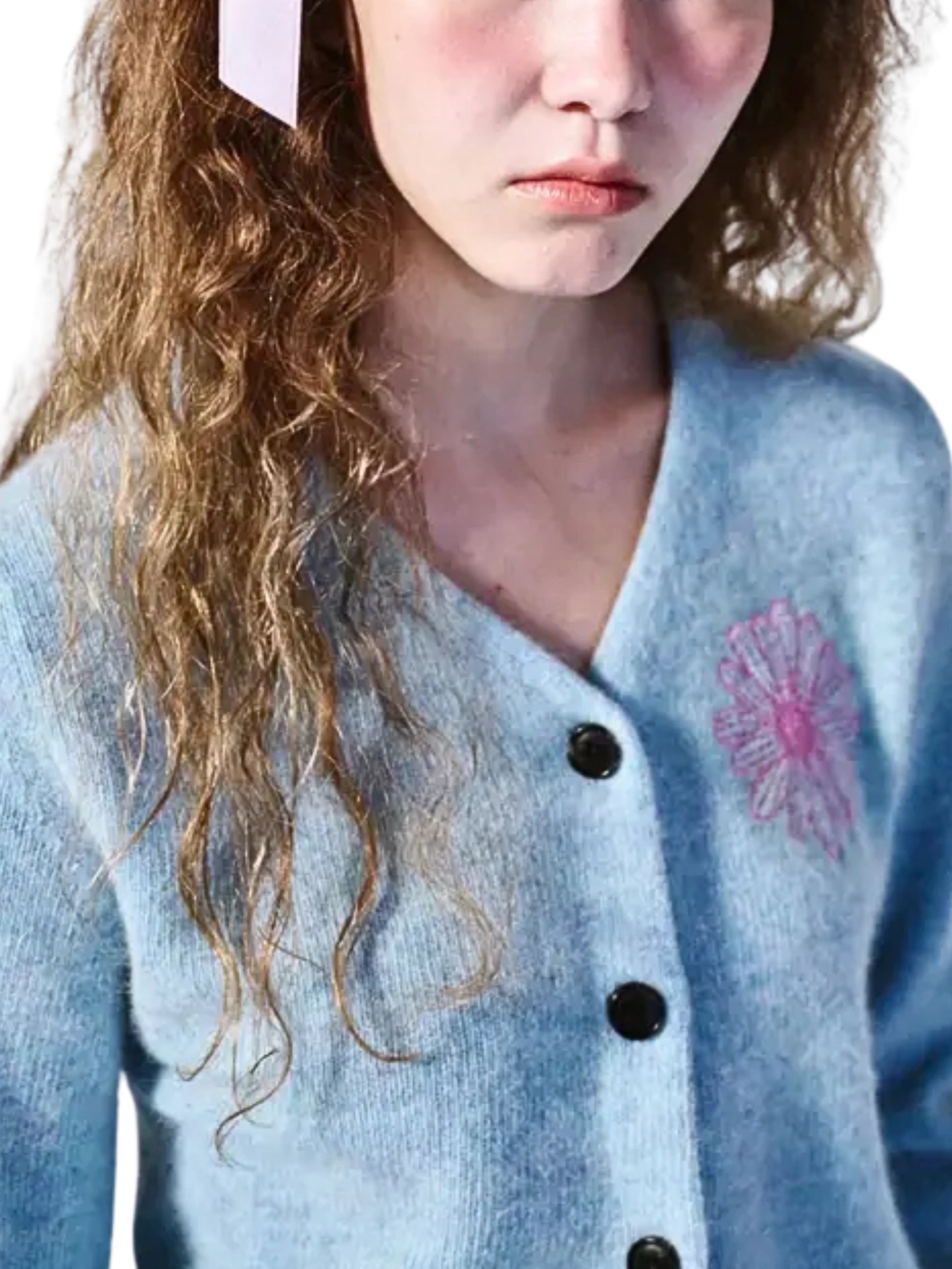 on-model-4-Mardi-Mercredi-Raccoon-Blended-Cardigan-V-Neck-Mint-Pink