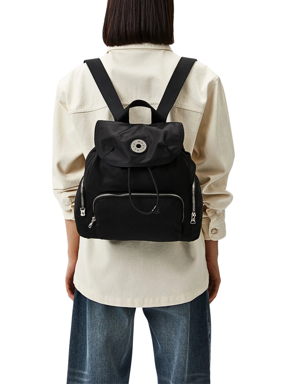 on-model-BYL-Black-Logo-Plaque-Backpack