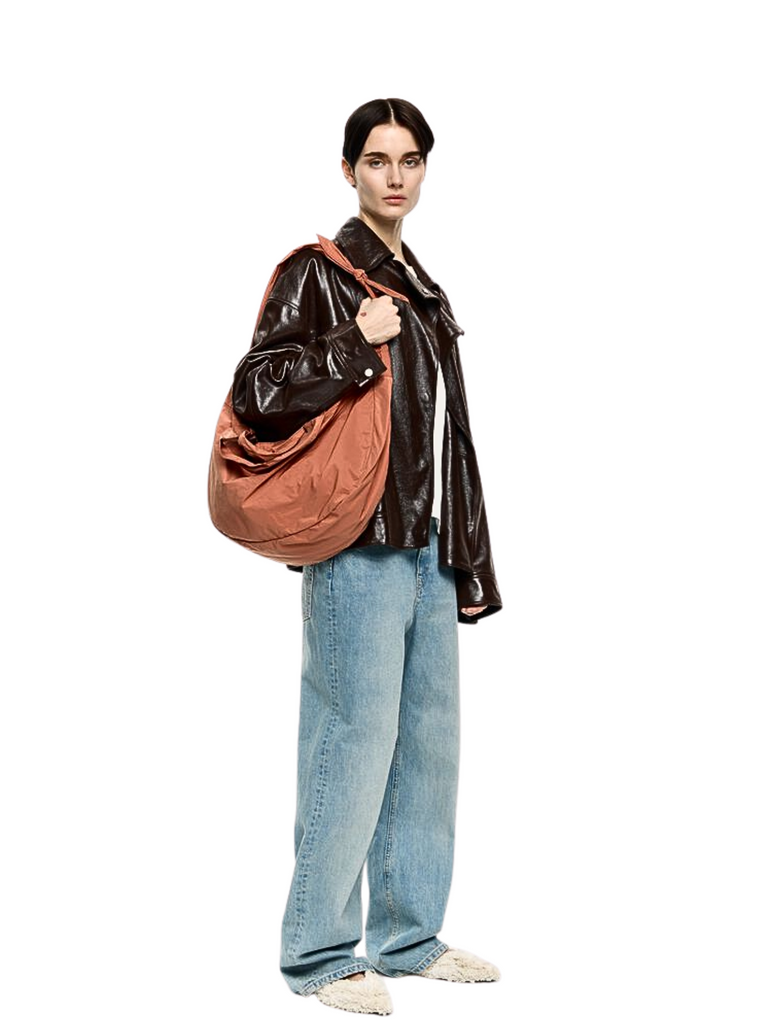 on-model-BYL-Large-Orange-Nylon-Shopper-Bag