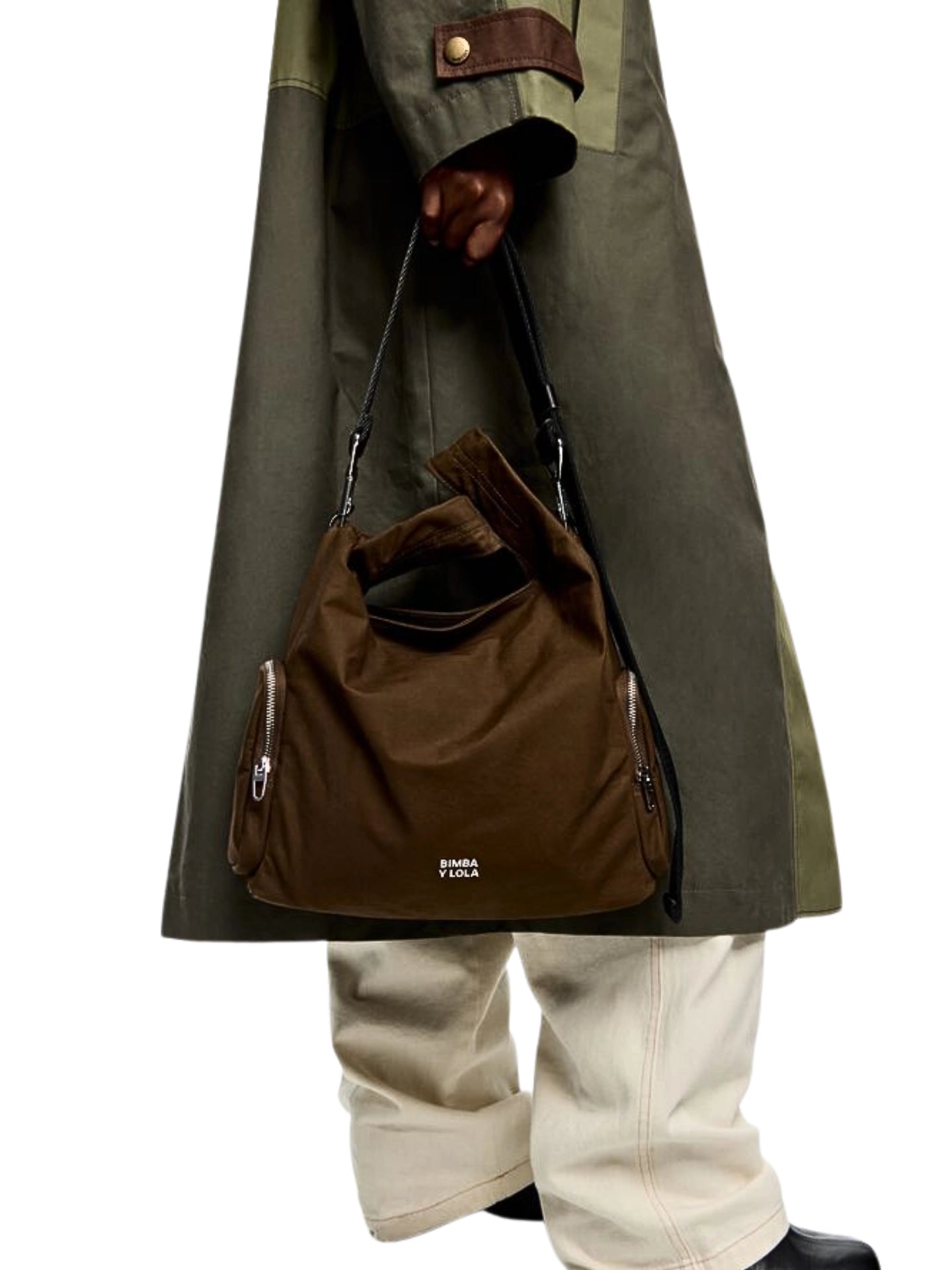 on-model-BYL-Medium-Dark-Khaki-Waxed-Gabardine-Pocket-Paper-Bag