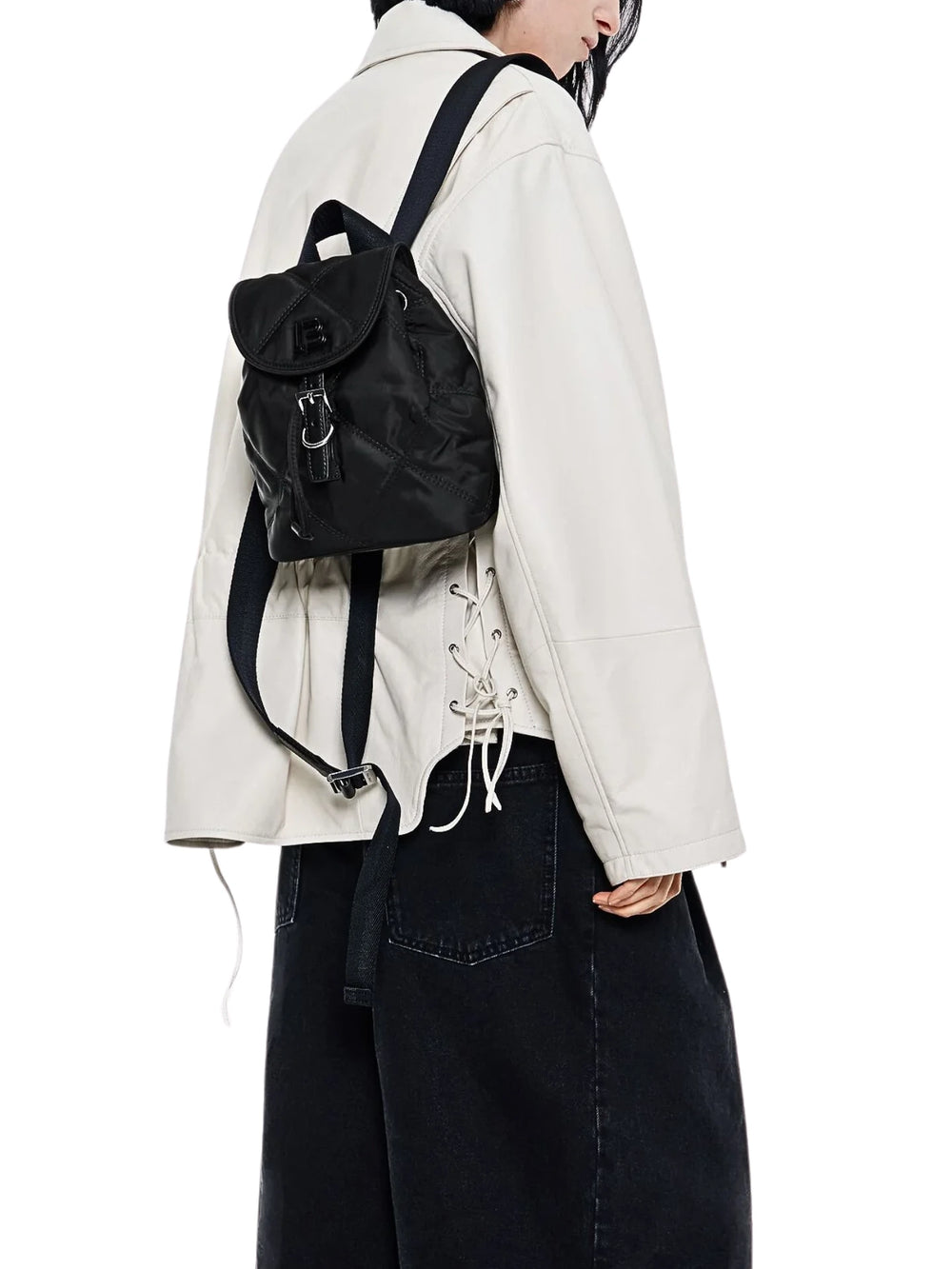 on-model-BYL-Small-Black-Padded-Nylon-Backpack