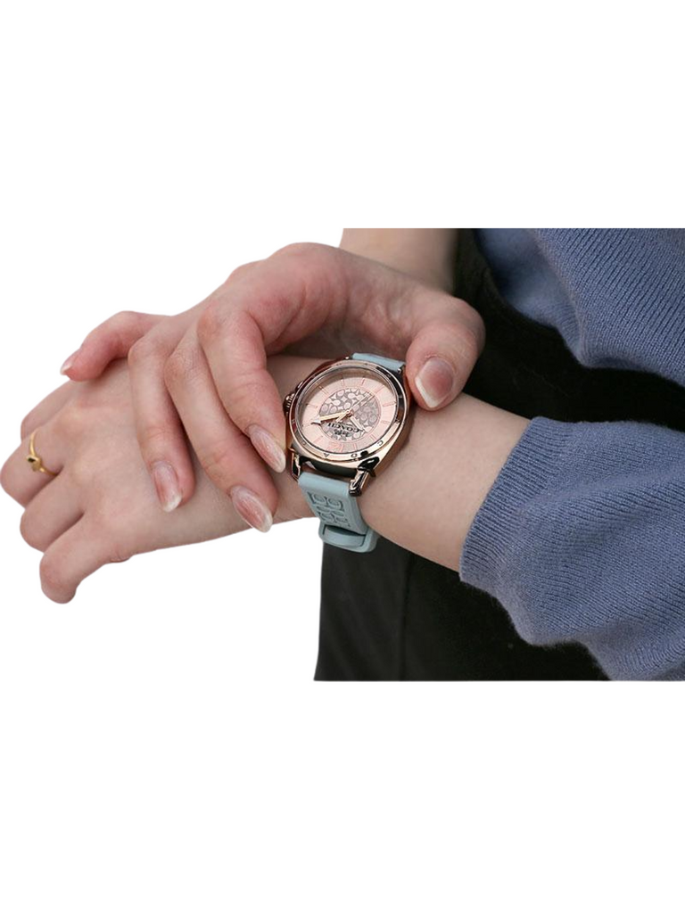 on-model-Coach-14503979-Signature-Embossed-Boyfriend-Rubber-Strap-Gold-Blue
