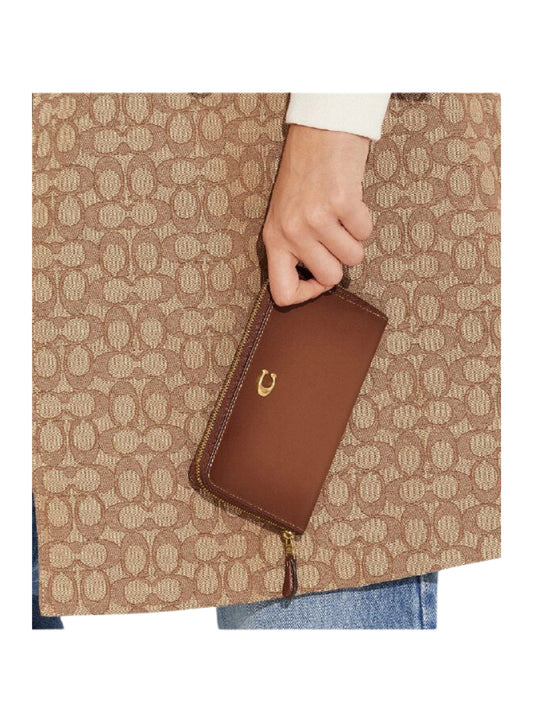 Coach Accordion Medium Zip Wallet Saddel